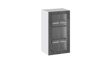Навесной шкаф Прованс (Белый глянец/Санторини темный) со стеклом В_72-40_1ДРс в Рязани