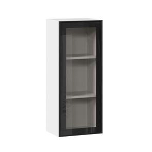Шкаф кухонный высокий со стеклом 400 Индиго ЛД 298.420.000.026, Белый/Чёрный в Рязани