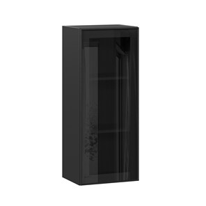 Кухонный шкаф высокий со стеклом 400 Индиго ЛД 298.420.000.068, Чёрный/Чёрный в Рязани