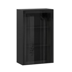 Навесной шкаф высокий со стеклом 600 Индиго ЛД 298.450.000.170, Чёрный/Чёрный в Рязани