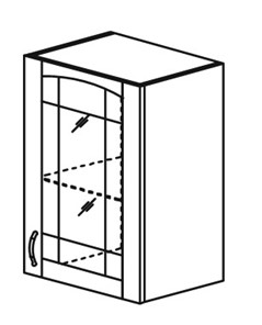 Шкаф кухонный Кантри настенный однодверный с полкой со вставкой из стекла 718*500*320мм в Рязани