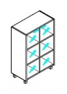 Шкаф со стеклянными дверьми Offix-NEW OMC 87.2  874x450x1329 Дуб Сонома светлый/Металлик в Рязани