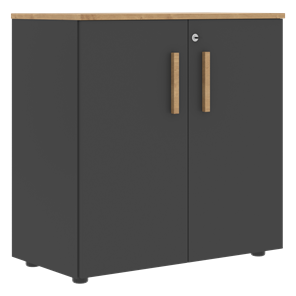 Шкаф широкий низкий с малыми дверцами FORTA Графит-Дуб Гамильтон  FLC 80.1(Z) (798х404х801) в Рязани