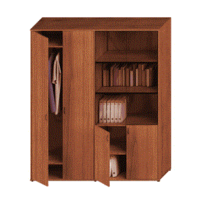 Шкаф офисный комбинированный Престиж, одежда/стекло, темный орех, 175x46x203, Исп.60 в Рязани
