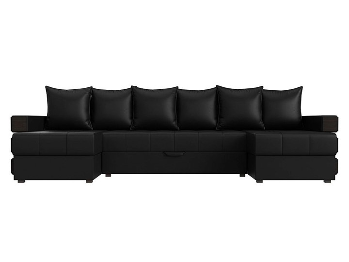 П-образный диван Венеция боннель, Черный (Экокожа) в Рязани - изображение 1