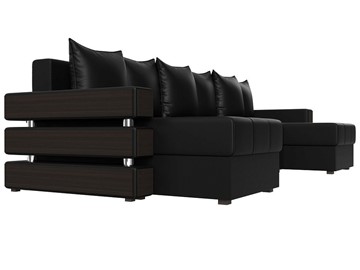 П-образный диван Венеция боннель, Черный (Экокожа) в Рязани - предосмотр 3