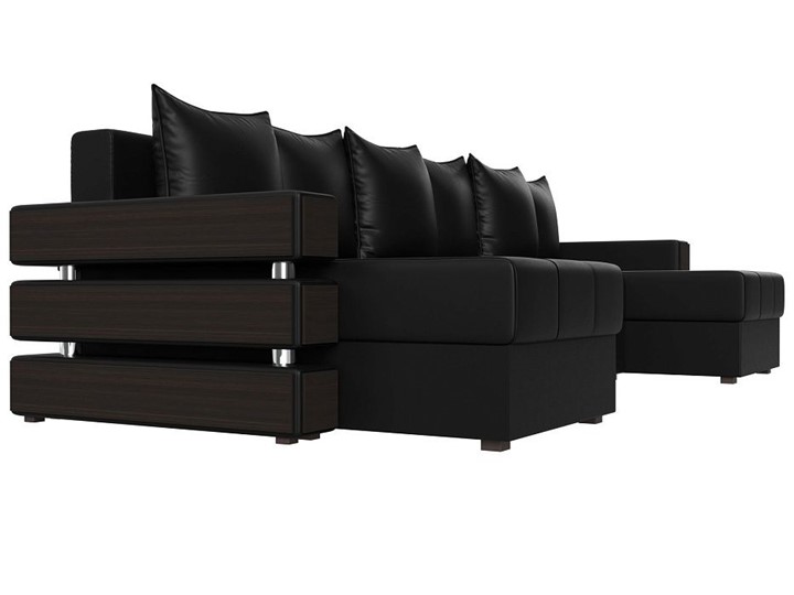 П-образный диван Венеция боннель, Черный (Экокожа) в Рязани - изображение 3