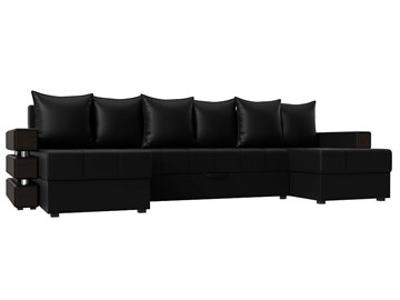 П-образный диван Венеция боннель, Черный (Экокожа) в Рязани