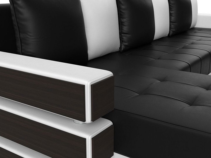 П-образный диван Венеция боннель, Черный\Белый (Экокожа) в Рязани - изображение 2