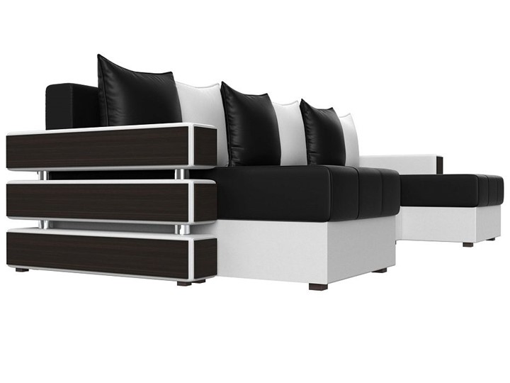 П-образный диван Венеция боннель, Черный\Белый (Экокожа) в Рязани - изображение 3