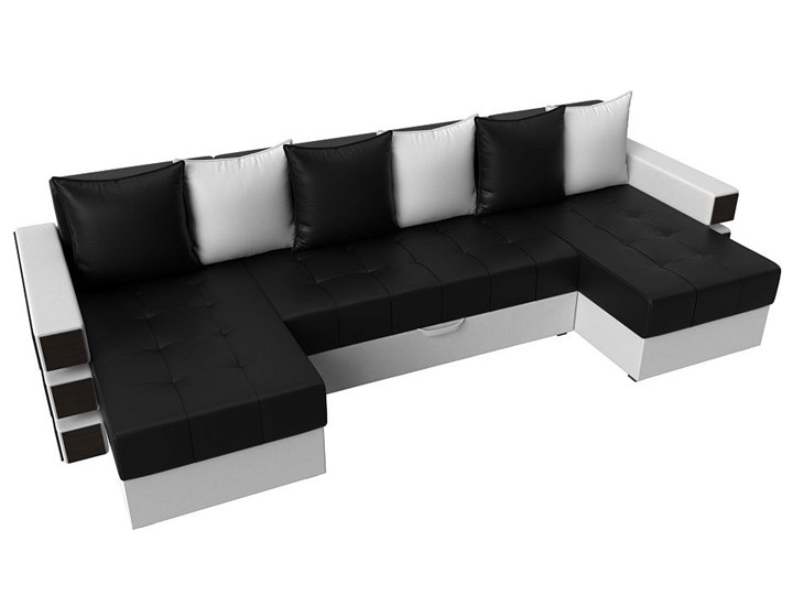 П-образный диван Венеция боннель, Черный\Белый (Экокожа) в Рязани - изображение 5