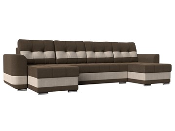 П-образный диван Честер, коричневый/бежевый (рогожка) в Рязани