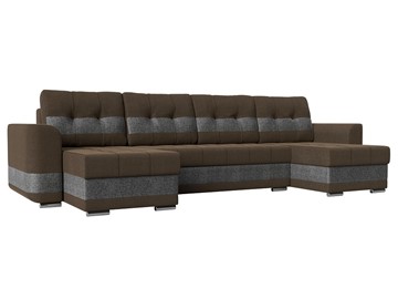 П-образный диван Честер, Коричневый/серый (рогожка) в Рязани