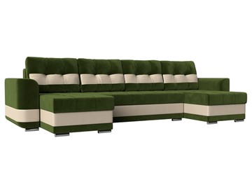 П-образный диван Честер, Зеленый/бежевый (вельвет/экокожа) в Рязани