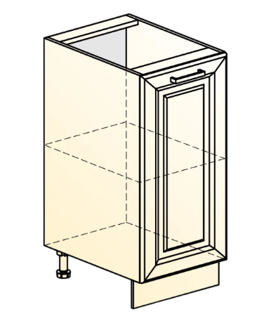 Тумба на кухню Атланта L300 (1 дв. гл.) эмаль (белый/белый глянец патина золото) в Рязани - изображение 1