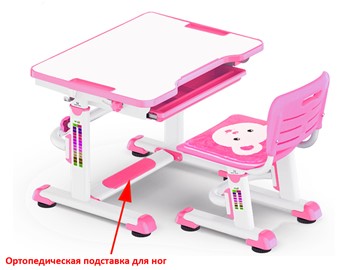 Парта растущая и стул Mealux BD-08 Teddy, pink, розовая в Рязани
