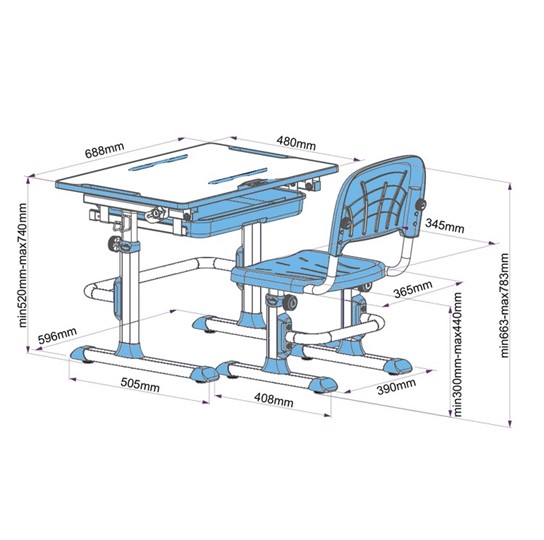 Парта растущая и стул Karo Blue в Рязани - изображение 4