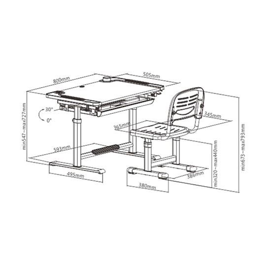 Растущий стол и стул Littonia Grey FUNDESK (c лампой и подставкой) в Рязани - изображение 8