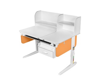 Детский стол-трансформер Lp/70-45 (СУТ.62 PRO) + Tumba 8 с лотком белый/белый/оранжевый в Рязани