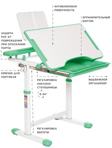 Комплект из растущих парты и стула SET HOLTO-17А, зеленый в Рязани - предосмотр 5