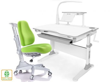 Растущая парта + стул Mealux EVO Evo-30 G (арт. Evo-30 G + Y-528 KZ) (дерево)/(стол+полка+кресло+чехол+лампа)/ белая столешница (дерево), цвет пластика серый в Рязани